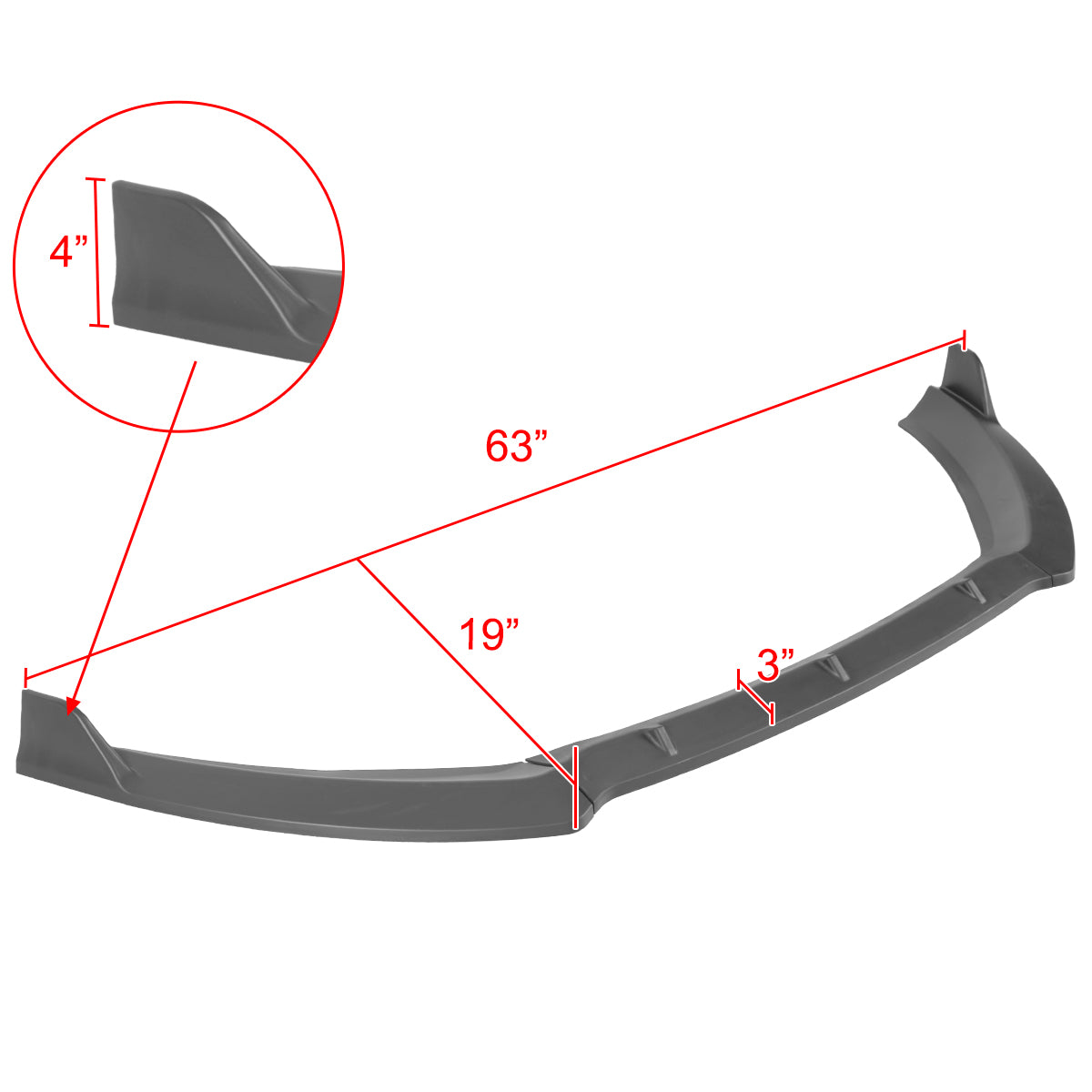 2014-2019 Ford Fiesta Matte Black 3PC Front Bumper Lip Splitter Kit