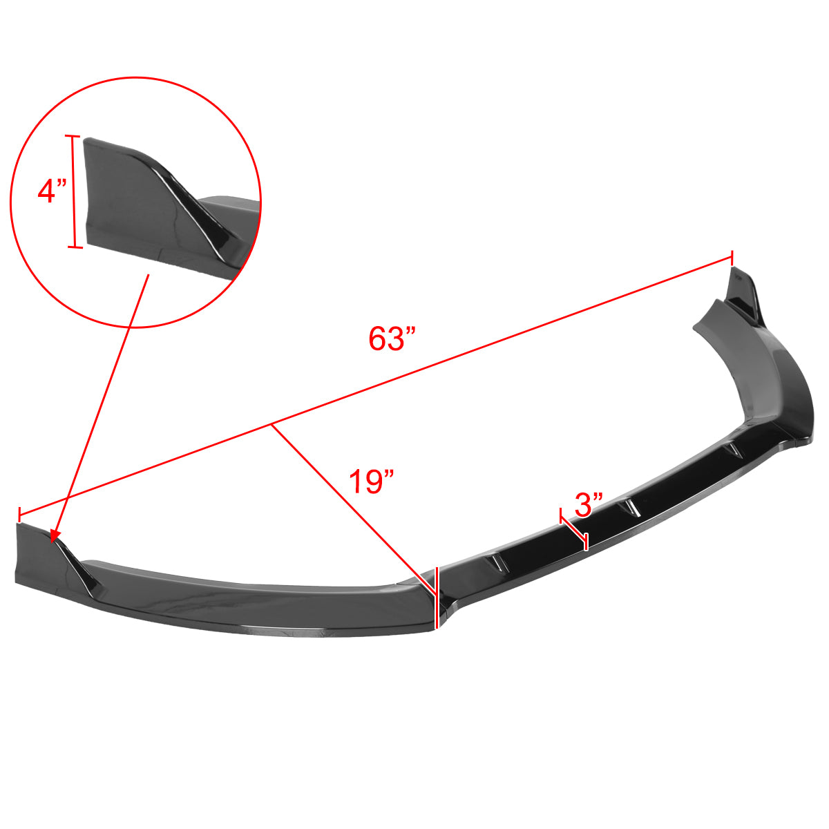 2014-2019 Ford Fiesta Glossy Black 3PC Front Bumper Lip Splitter Kit