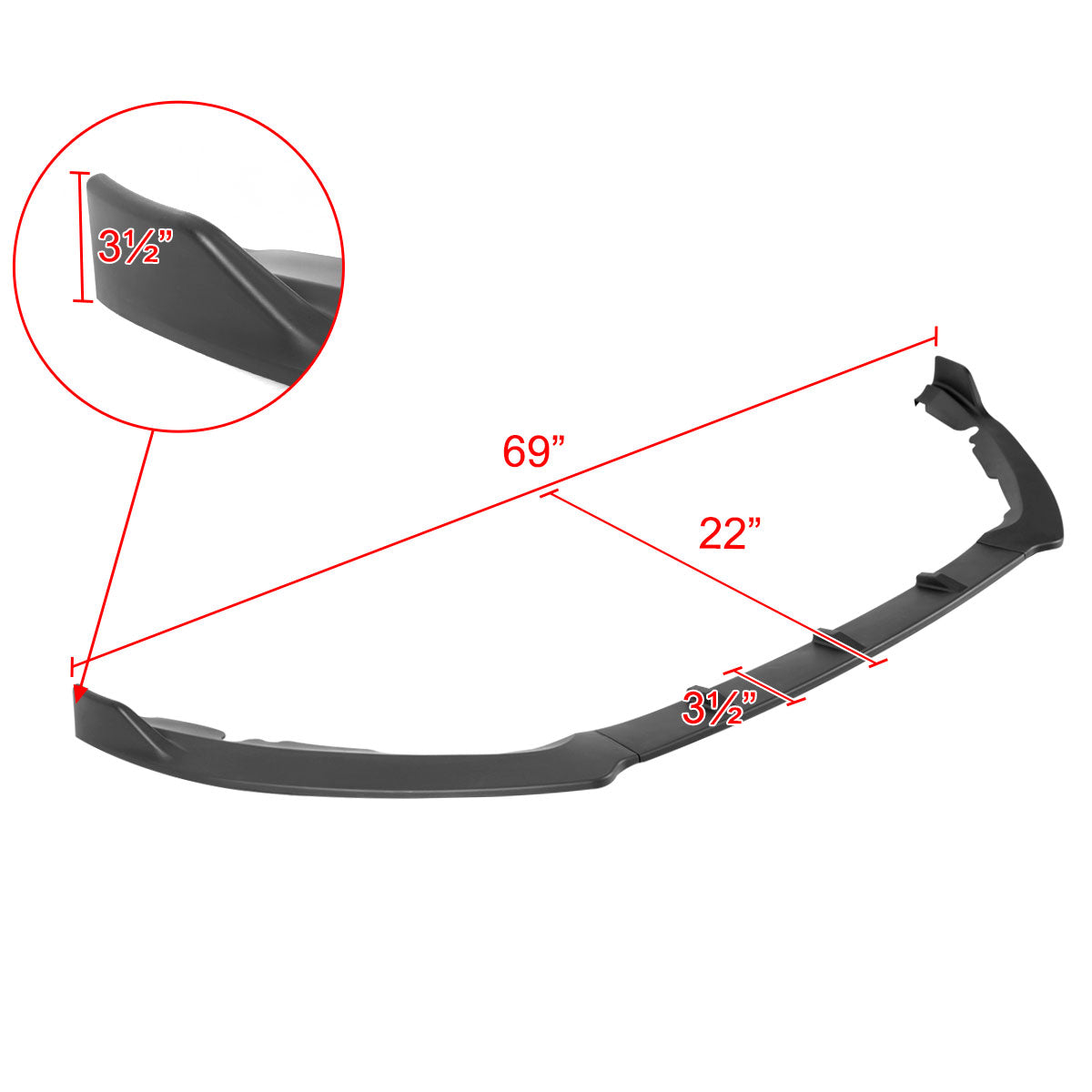 2019-2020 Ford Fusion Matte Black 3PC Front Bumper Lip Splitter Kit