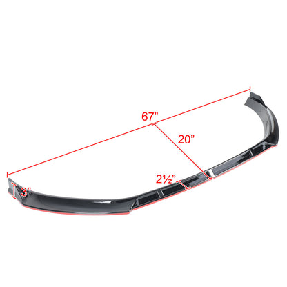 2014-2017 Volkswagen Golf Glossy Black/Red Trim 3PC Front Bumper Lip Splitter Kit