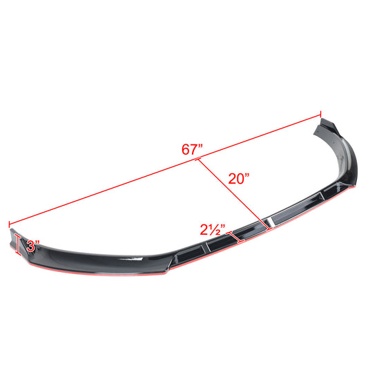 2014-2017 Volkswagen Golf Glossy Black/Red Trim 3PC Front Bumper Lip Splitter Kit