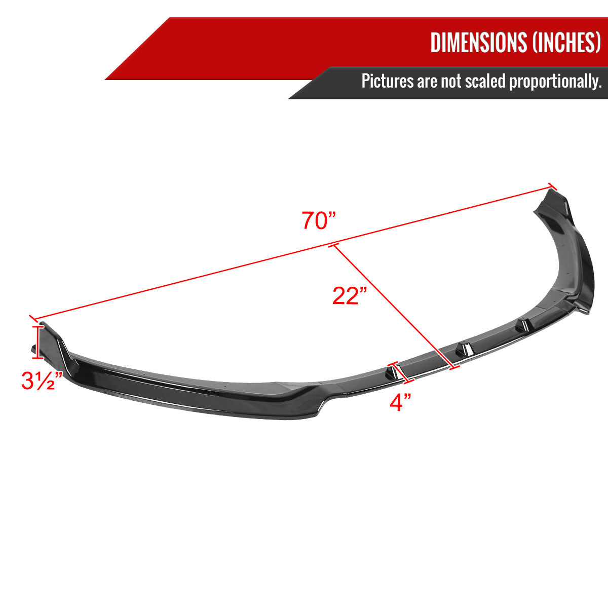2017-2018 Hyundai Elantra Glossy Black Polypropylene 3PC Bumper Lip