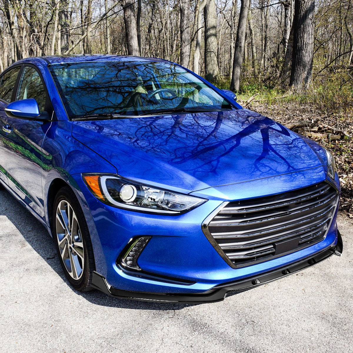2017-2018 Hyundai Elantra Glossy Black Polypropylene 3PC Bumper Lip