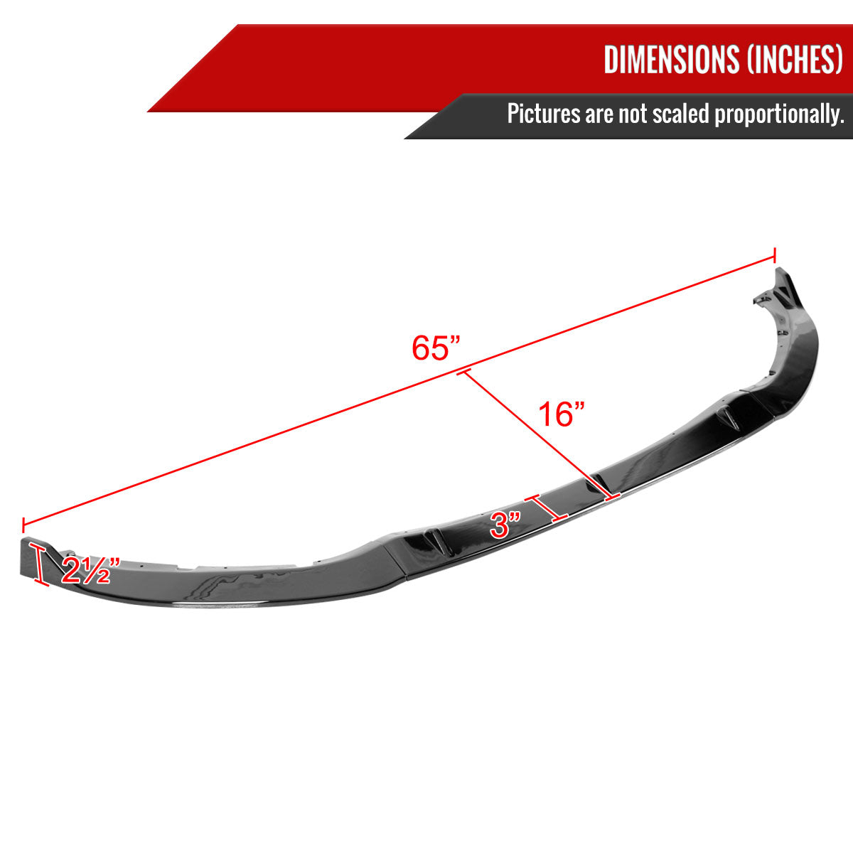 2016-2025 Mazda Miata MX-5 Glossy Black 3PC Front Bumper Lip Splitter Kit
