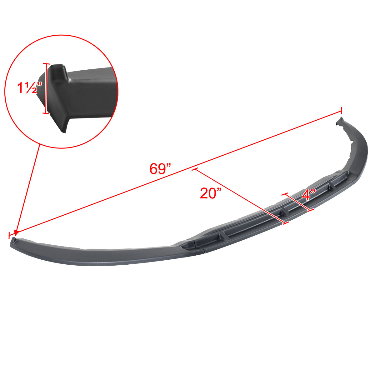 2013-2014 Ford Mustang Matte Black 3PC Front Bumper Lip Splitter Kit