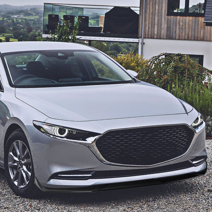 2019-2020 Mazda 3 Glossy Black Polypropylene 3PC Front Bumper Lip Set