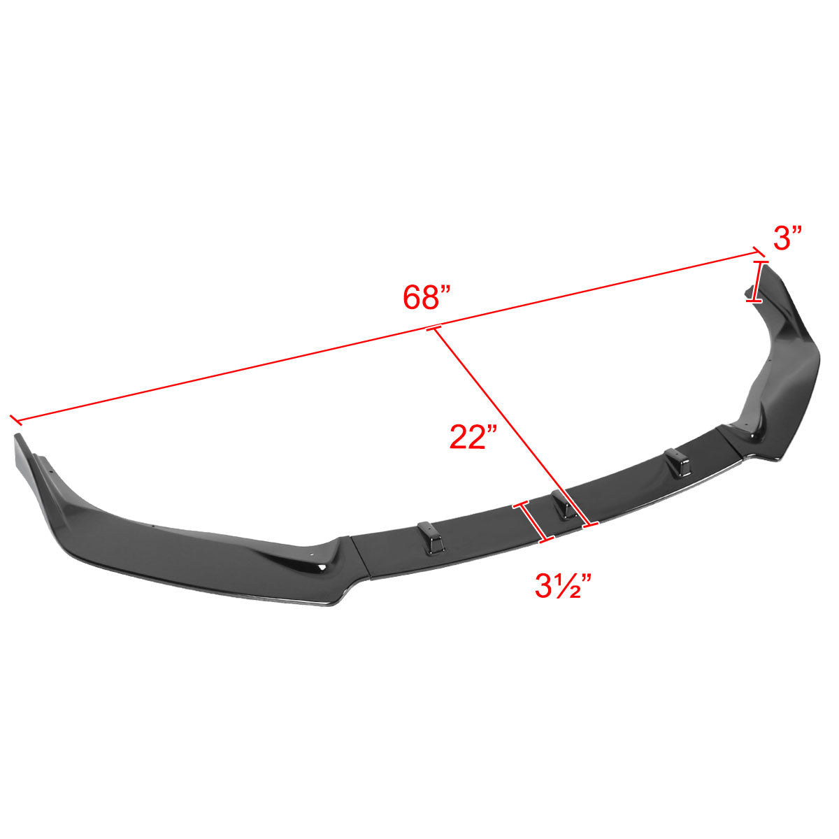 2016-2019 Nissan Sentra Glossy Black Polypropylene 3PC Bumper Lip
