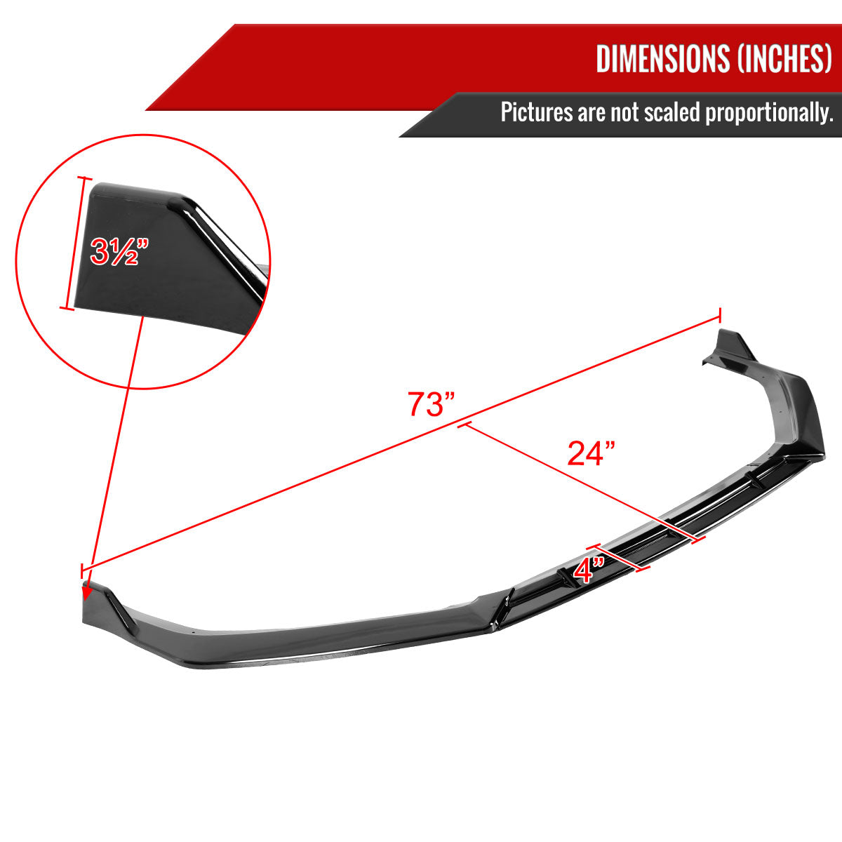 2018-2019 Hyundai Sonata Glossy Black 3PC Front Bumper Lip Splitter Kit