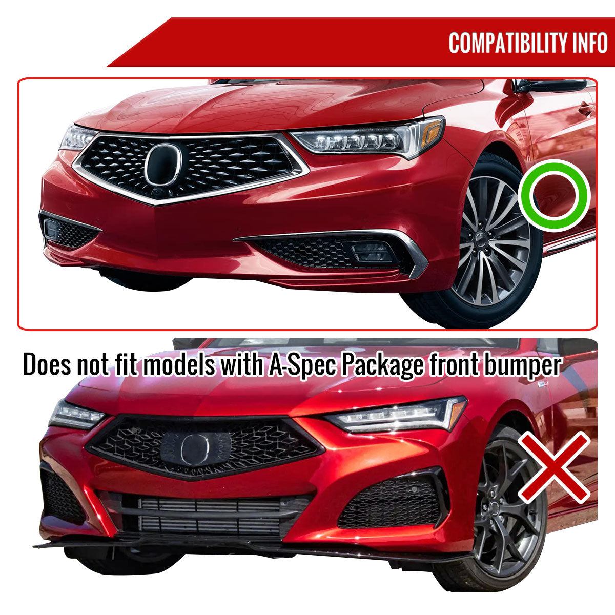 2018-2021 Acura TLX Matte Black 3PC Front Bumper Lip Splitter Kit