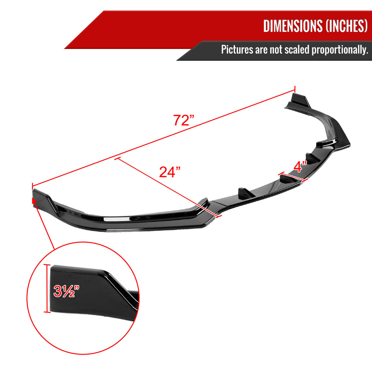2018-2021 Acura TLX Glossy Black 3PC Front Bumper Lip Splitter Kit