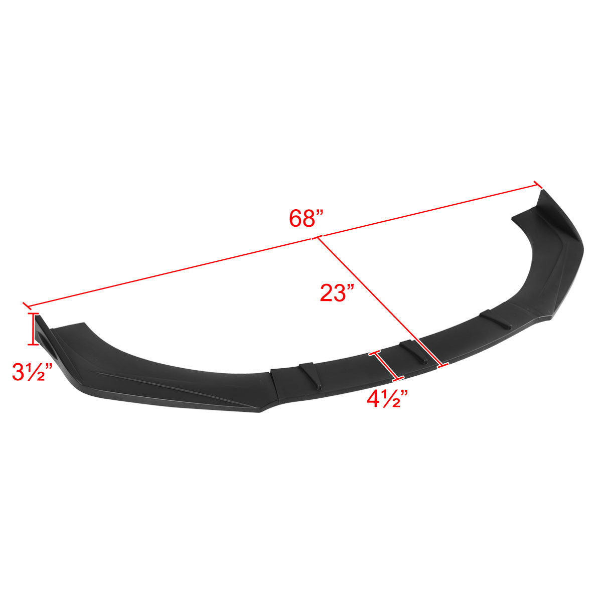 Universal Matte Black Polypropylene 3PC Bumper Lip Set