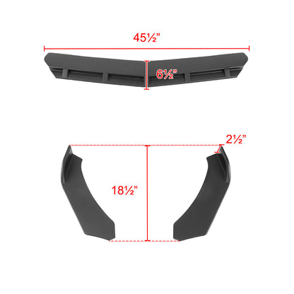Universal Matte Black Polypropylene 3PC Front Bumper Lip Set