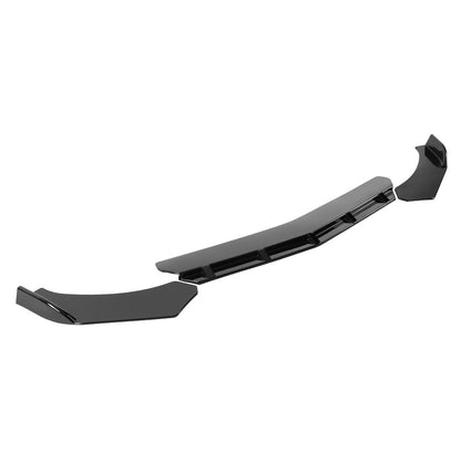 Universal Glossy Black Polypropylene 3PC Front Bumper Lip Set