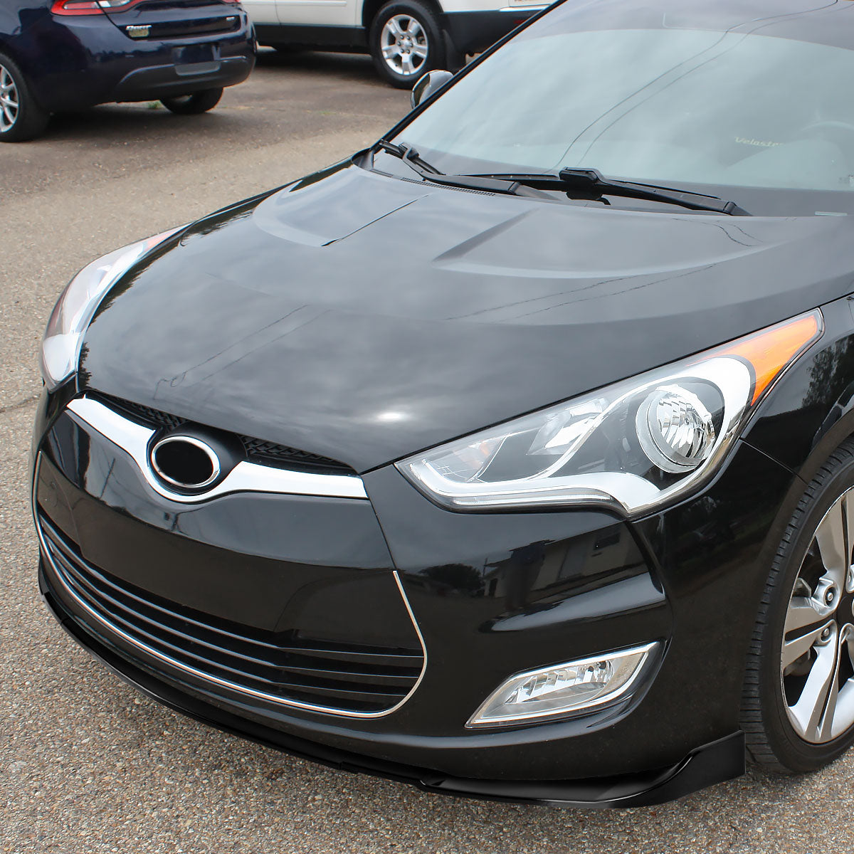 2012-2017 Hyundai Veloster Glossy Black 3PC Front Bumper Lip Splitter Kit