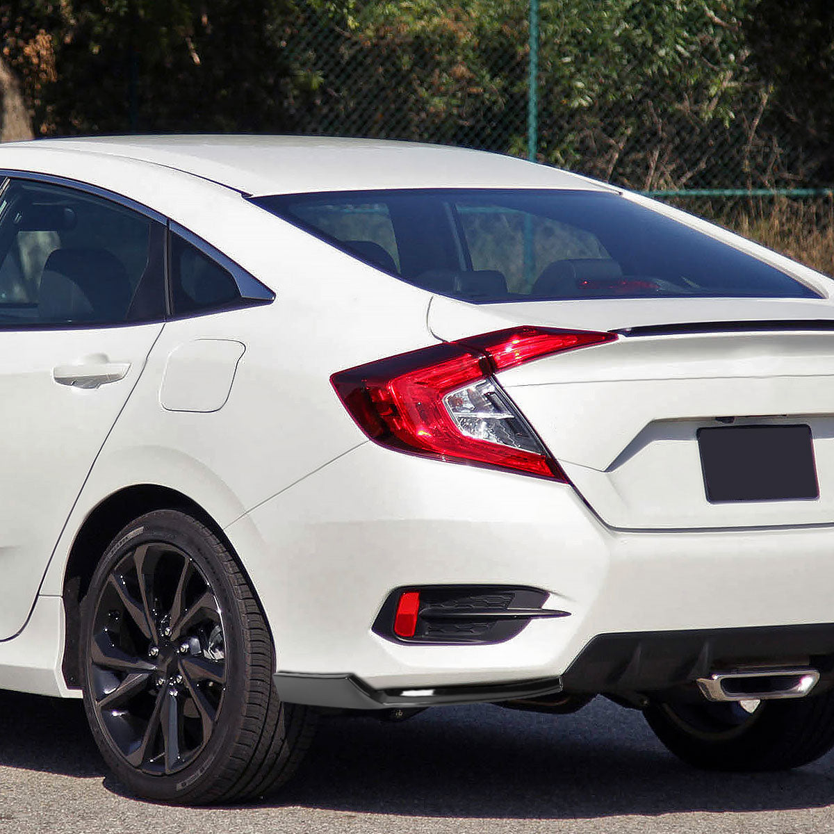 2016-2020 Honda Civic Sedan Glossy Black Polypropylene Rear Bumper Lip Diffuser Set