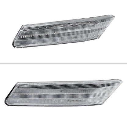 2005-2012 Porsche 911 997 Boxter 987 Sequential LED Front Bumper Side Marker Turn Signal Lights (Chrome Housing / Clear Lens)