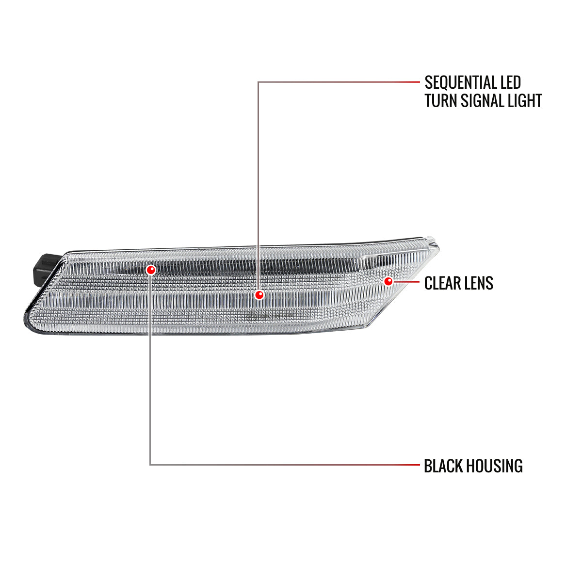 2005-2012 Porsche 911 997 Boxter 987 Sequential LED Front Bumper Side Marker Turn Signal Lights (Chrome Housing / Clear Lens)