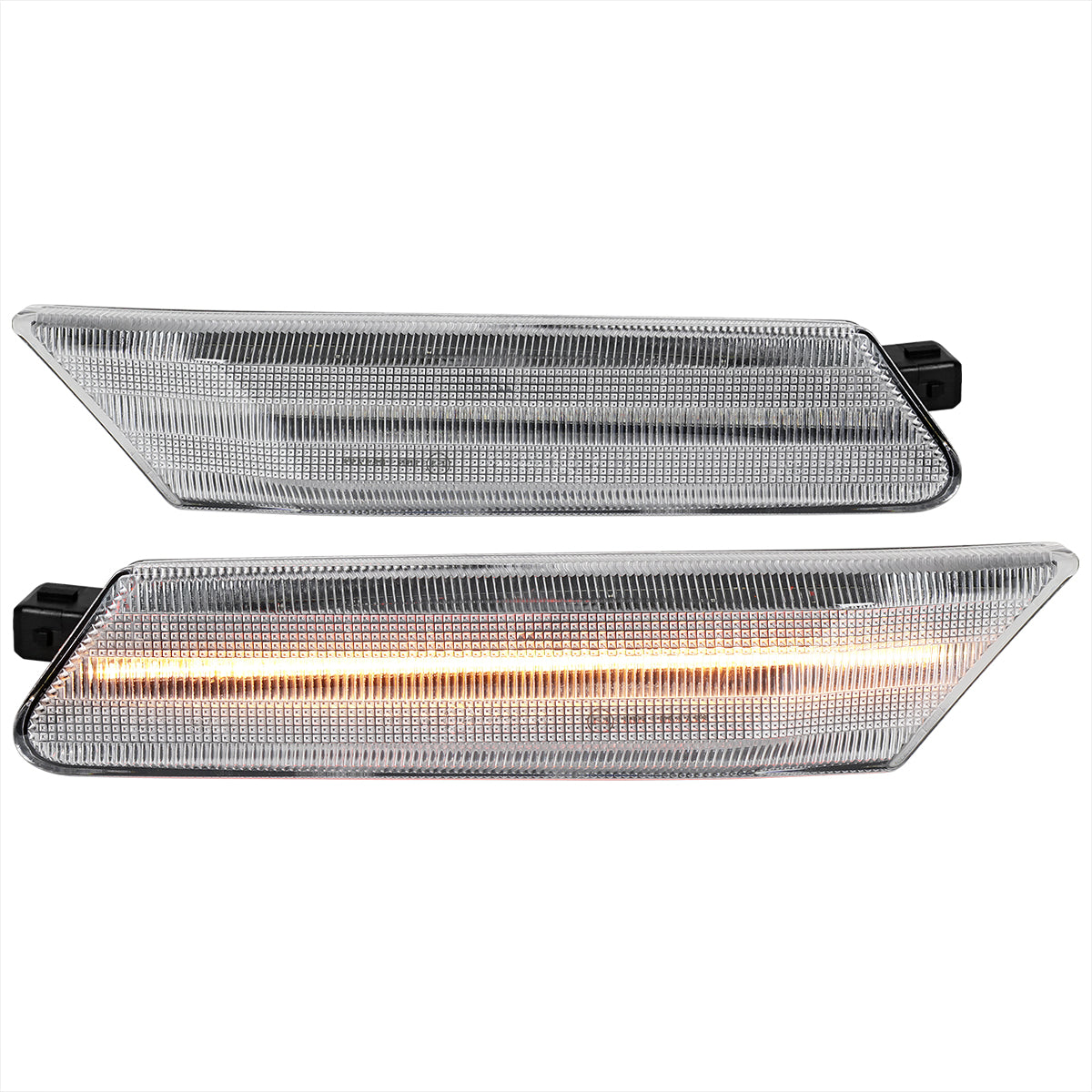 2005-2012 Porsche 911 997 Boxter 987 Sequential LED Front Bumper Side Marker Turn Signal Lights (Chrome Housing / Clear Lens)