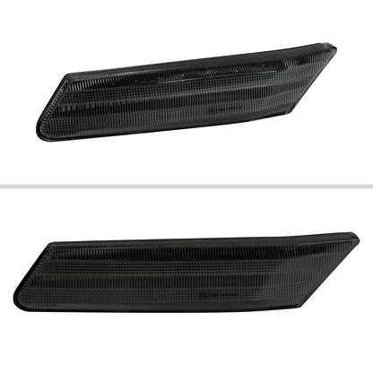 2005-2012 Porsche 911 997 Boxter 987 Sequential LED Front Bumper Side Marker Turn Signal Lights (Chrome Housing / Smoked Lens)