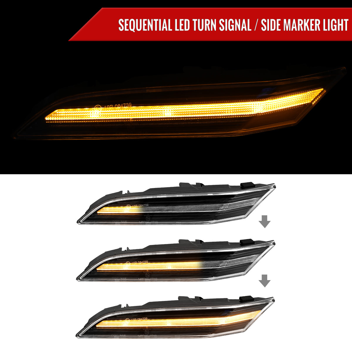 2019-2025 Porsche 911 Carrera Targa Sequential LED Front Bumper Side Marker Turn Signal Lights (Chrome Housing  /Clean Lens)