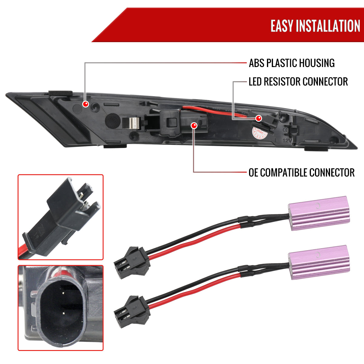 2019-2025 Porsche 911 Carrera Targa Sequential LED Front Bumper Side Marker Turn Signal Lights (Chrome Housing  /Clean Lens)