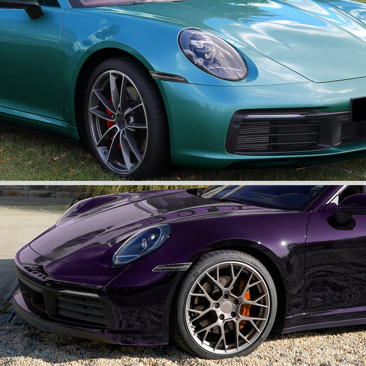 2019-2025 Porsche 911 Carrera Targa Sequential LED Front Bumper Side Marker Turn Signal Lights (Chrome Housing  /Clean Lens)