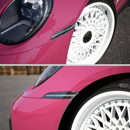 2019-2025 Porsche 911 Carrera Targa Sequential LED Front Bumper Side Marker Turn Signal Lights (Chrome Housing  /Clean Lens)