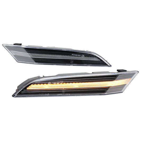 2019-2025 Porsche 911 Carrera Targa Sequential LED Front Bumper Side Marker Turn Signal Lights (Chrome Housing  /Clean Lens)