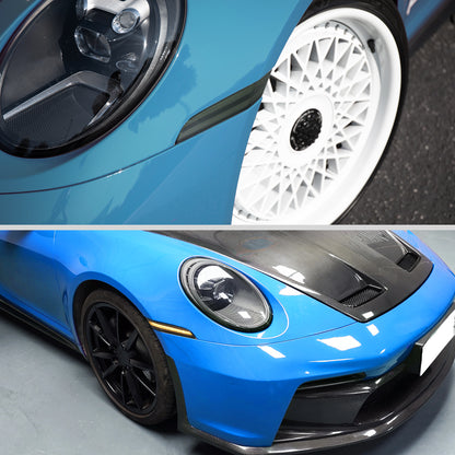 2019-2025 Porsche 911 Carrera Targa Sequential LED Front Bumper Side Marker Turn Signal Lights (Chrome Housing/Smoked Lens)