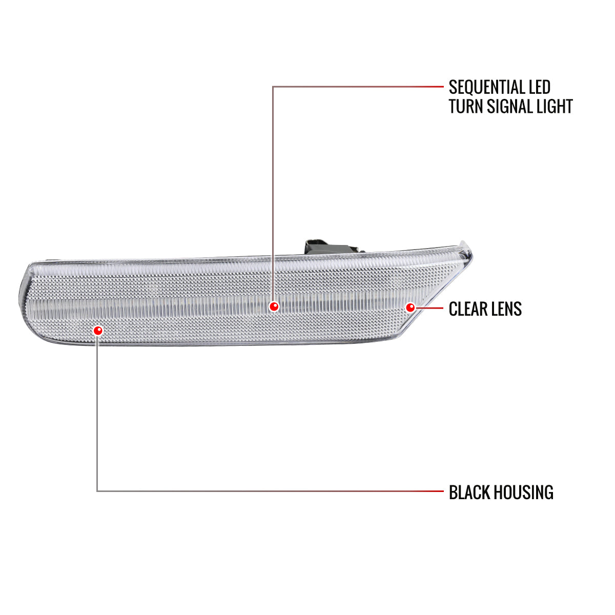 1997-2004 Porsche 911 996 Boxster 986 Sequential LED Front Bumper Side Marker Turn Signal Lights (Chrome Housing / Clear Lens)