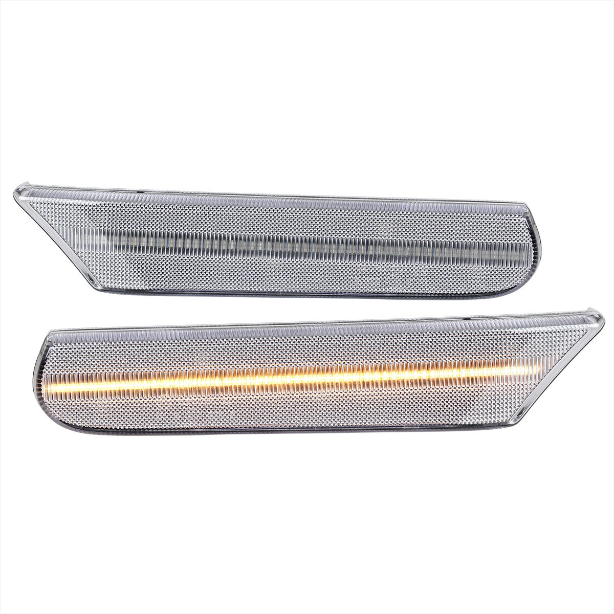 1997-2004 Porsche 911 996 Boxster 986 Sequential LED Front Bumper Side Marker Turn Signal Lights (Chrome Housing / Clear Lens)