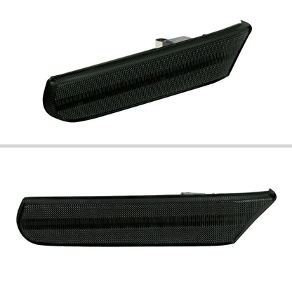 1997-2004 Porsche 911 996 Boxster 986 Sequential LED Front Bumper Side Marker Turn Signal Lights (Chrome Housing / Smoked Lens)