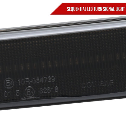 1997-2004 Porsche 911 996 Boxster 986 Sequential LED Front Bumper Side Marker Turn Signal Lights (Chrome Housing / Smoked Lens)