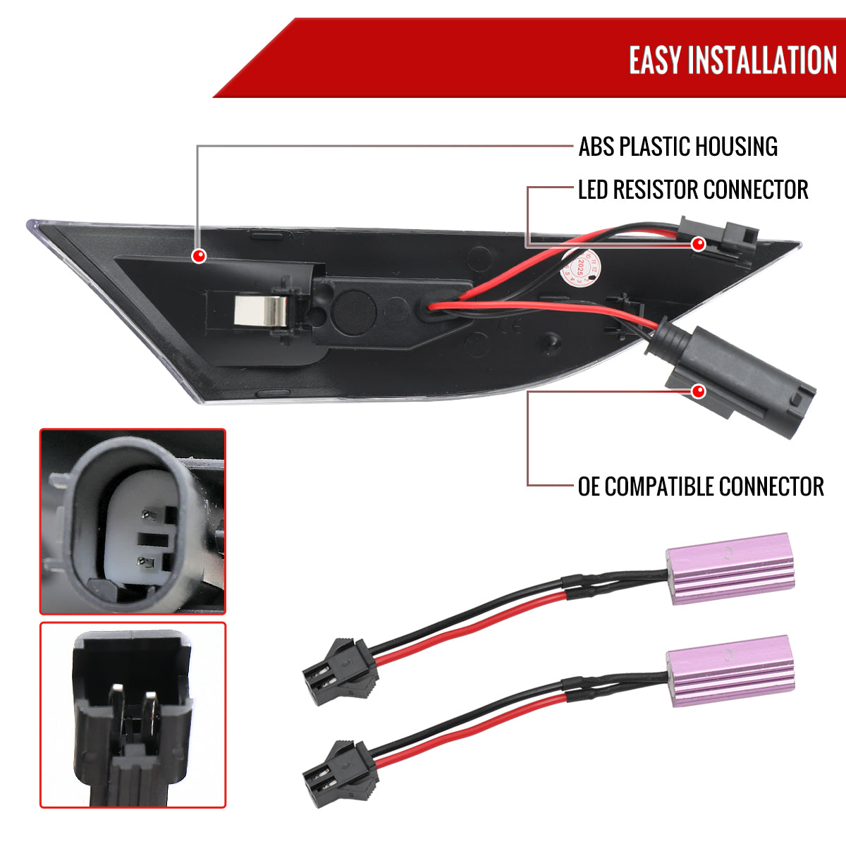 2012-2016 Porsche 911 Carrera 2017-2018 Boxster 718 Sequential LED Front Bumper Side Marker Turn Signal Lights (Chrome Housing / Clear Lens)
