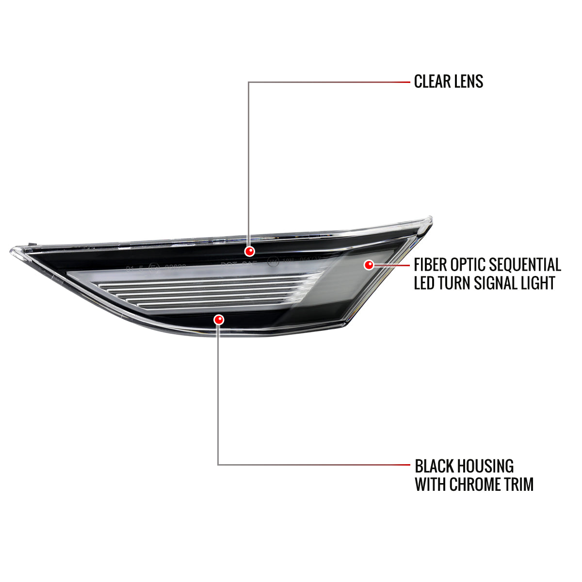 2012-2016 Porsche 911 Carrera 2017-2018 Boxster 718 Sequential LED Front Bumper Side Marker Turn Signal Lights (Chrome Housing / Clear Lens)