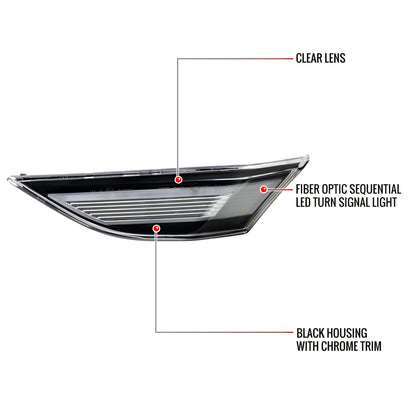 2012-2016 Porsche 911 Carrera 2017-2018 Boxster 718 Sequential LED Front Bumper Side Marker Turn Signal Lights (Chrome Housing / Clear Lens)