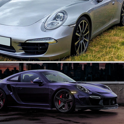 2012-2016 Porsche 911 Carrera 2017-2018 Boxster 718 Sequential LED Front Bumper Side Marker Turn Signal Lights (Chrome Housing / Clear Lens)