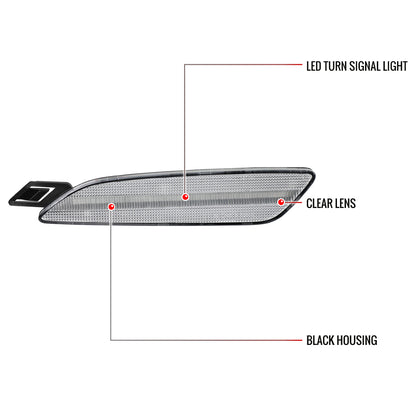 2015-2018 Porsche Cayenne 958 Front Bumper LED Side Marker Turn Signal Lights (Chrome Housing / Clear Lens)
