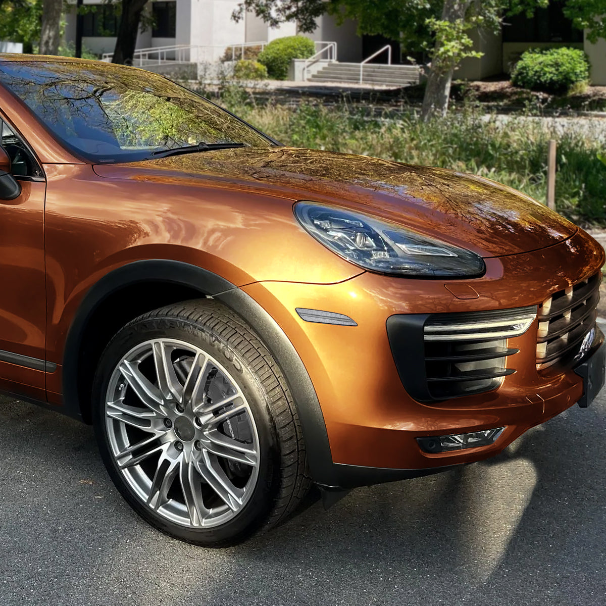2015-2018 Porsche Cayenne 958 Front Bumper LED Side Marker Turn Signal Lights (Chrome Housing / Clear Lens)