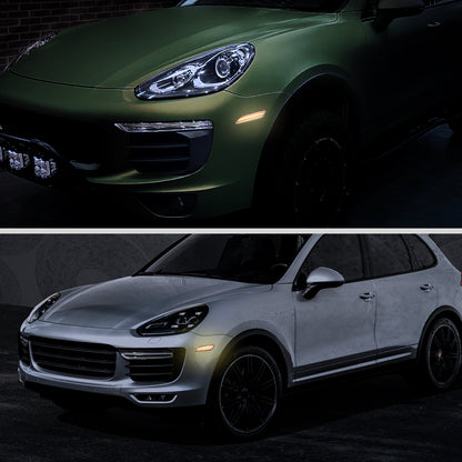 2015-2018 Porsche Cayenne 958 Front Bumper LED Side Marker Turn Signal Lights (Chrome Housing / Clear Lens)