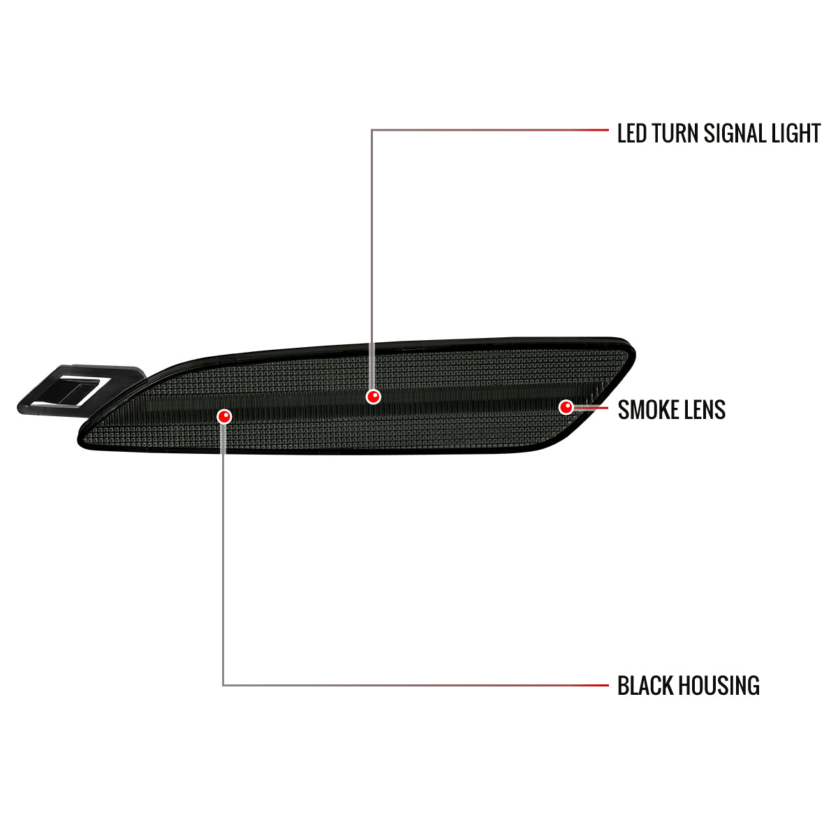 2015-2018 Porsche Cayenne 958 Front Bumper LED Side Marker Turn Signal Lights (Chrome Housing / Smoked Lens)
