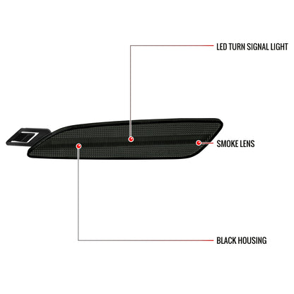 2015-2018 Porsche Cayenne 958 Front Bumper LED Side Marker Turn Signal Lights (Chrome Housing / Smoked Lens)