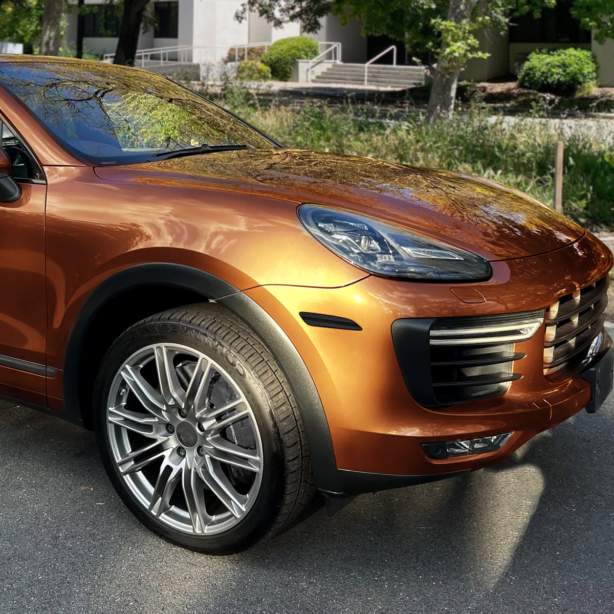 2015-2018 Porsche Cayenne 958 Front Bumper LED Side Marker Turn Signal Lights (Chrome Housing / Smoked Lens)