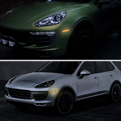 2015-2018 Porsche Cayenne 958 Front Bumper LED Side Marker Turn Signal Lights (Chrome Housing / Smoked Lens)