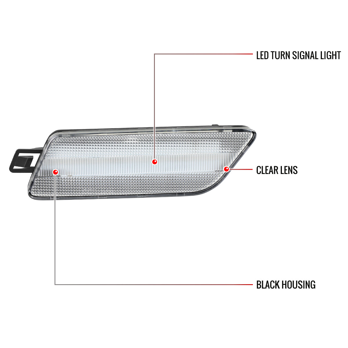 2014-2022 Porsche Macan Front Bumper LED Side Marker Turn Signal Lights (Chrome Housing / Clear Lens)