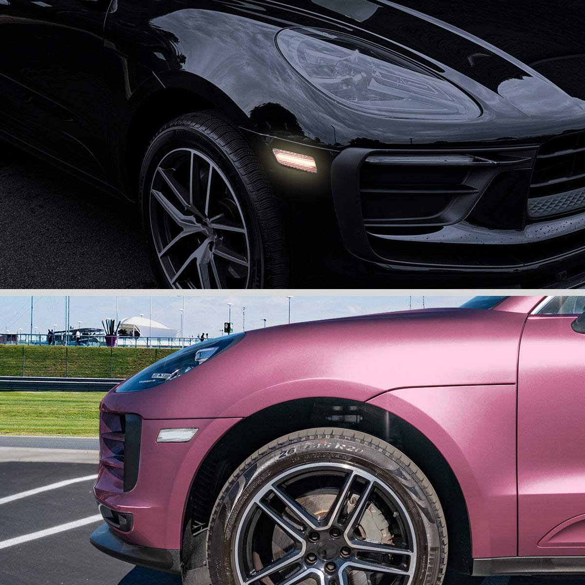 2014-2022 Porsche Macan Front Bumper LED Side Marker Turn Signal Lights (Chrome Housing / Clear Lens)