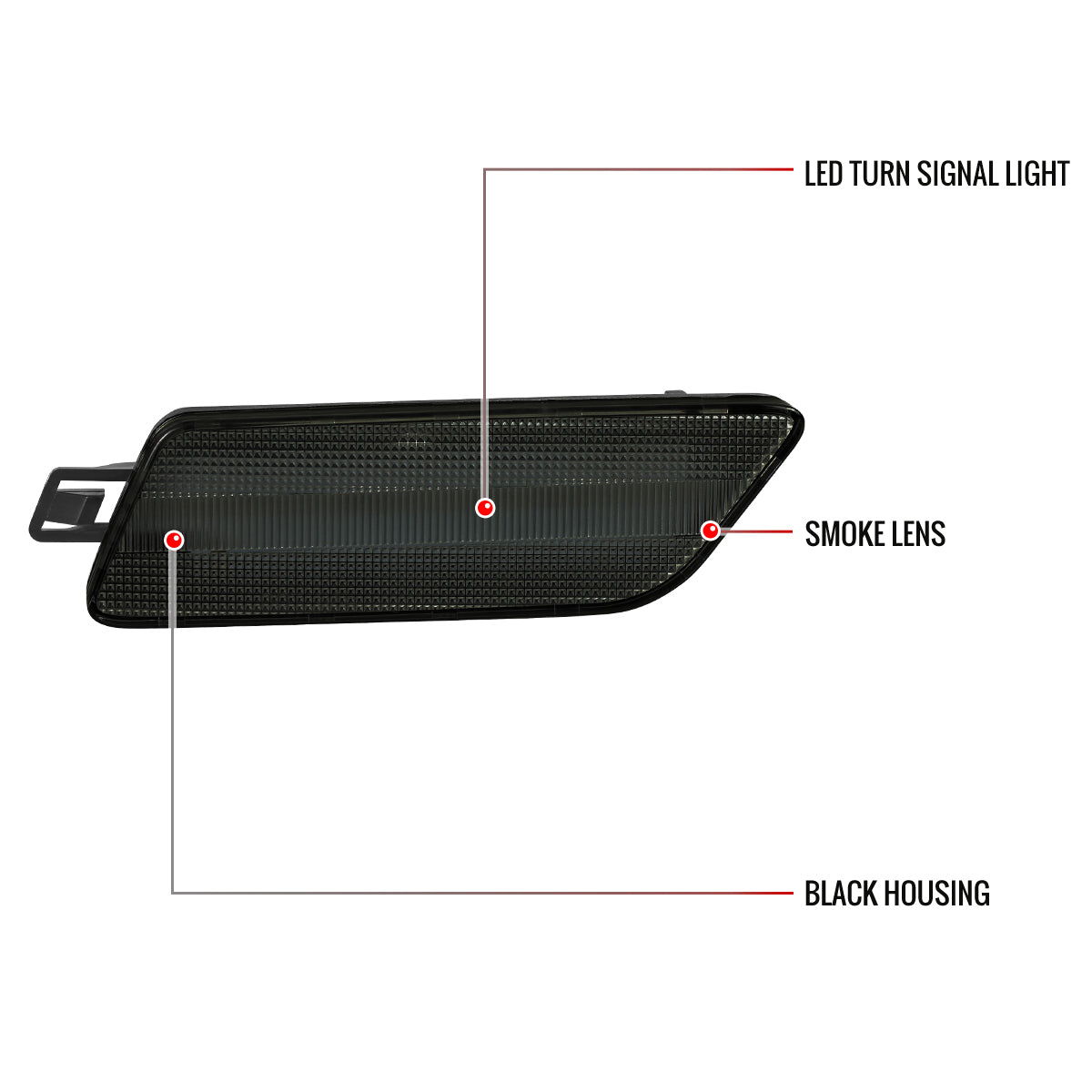 2014-2022 Porsche Macan Front Bumper LED Side Marker Turn Signal Lights (Chrome Housing / Smoked Lens)