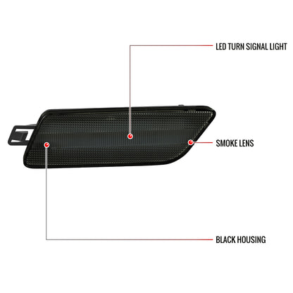 2014-2022 Porsche Macan Front Bumper LED Side Marker Turn Signal Lights (Chrome Housing / Smoked Lens)