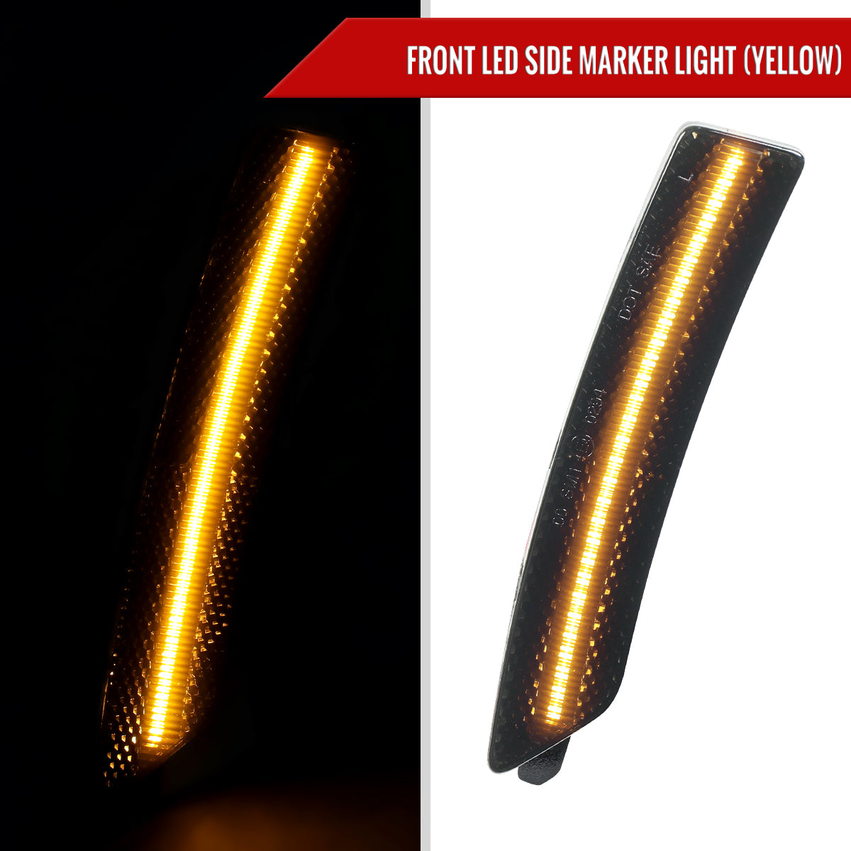 2024-2025 Ford Mustang S650 Front and Rear Bumper LED Side Marker Signal Lights (Chrome Housing / Smoked Lens)