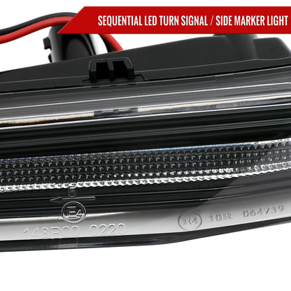 2020-2025 Porsche Taycan 4S Sequential LED Front Bumper Side Marker Turn Signal Lights (Chrome Housing / Clear Lens)